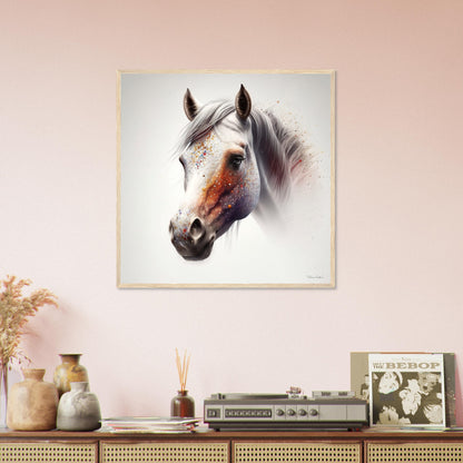 Shiny and Peaceful Fantasy Horse - Wood Framed Poster