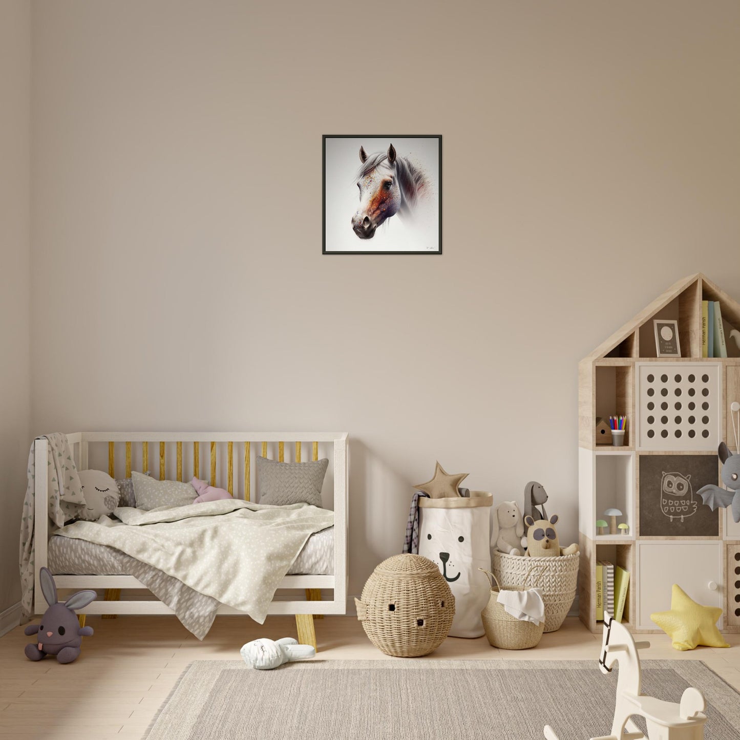 Shiny and Peaceful Fantasy Horse - Metal Framed Poster