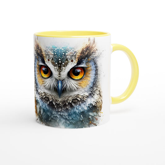 Glittered Fantasy Owl - 11oz Ceramic Mug with Color Inside
