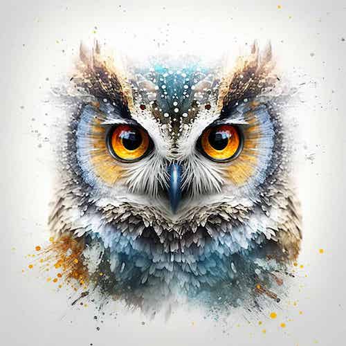 Glittered Fantasy Owl - Metal Framed Poster