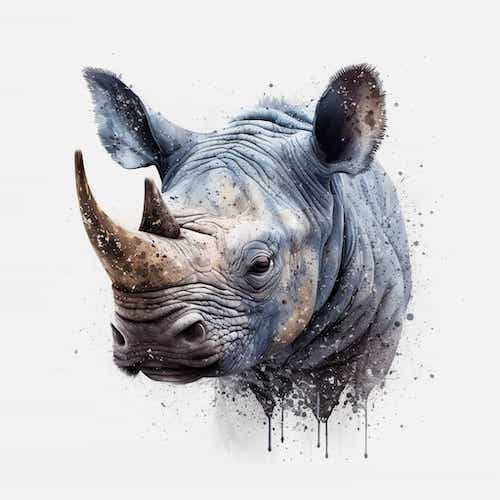 Kind Splashed Rhino - Metal Framed Poster