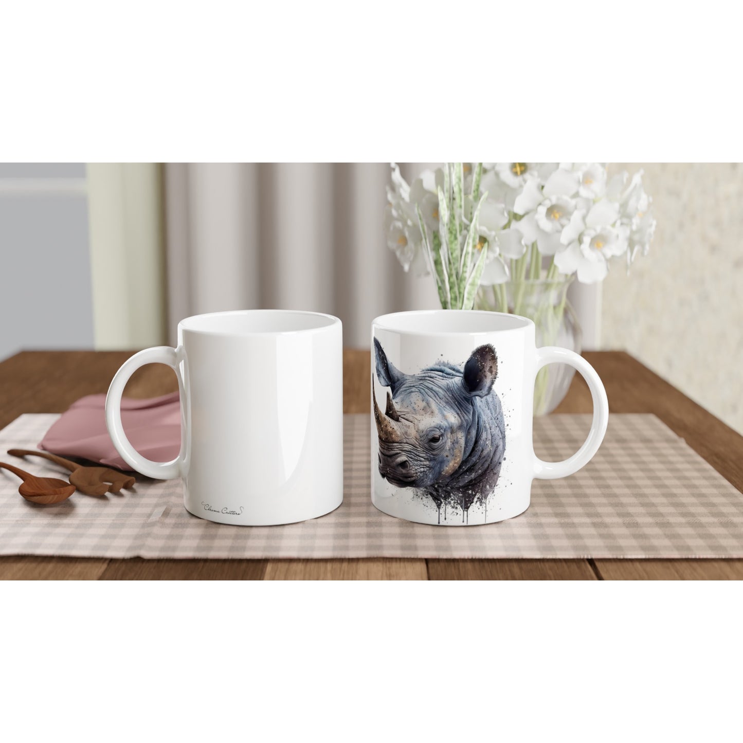 Kind Splashed Rhino - 11oz Ceramic Mug