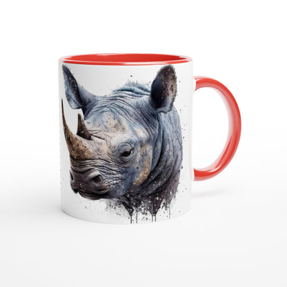 Kind Splashed Rhino - 11oz Ceramic Mug with Color Inside