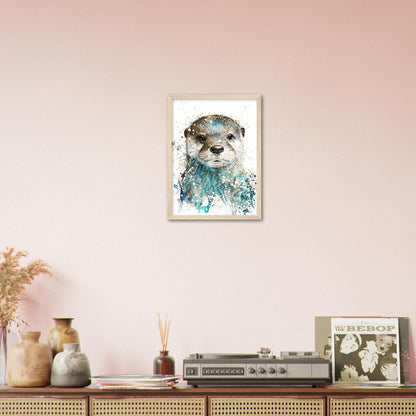 Otter - Wood Framed Poster