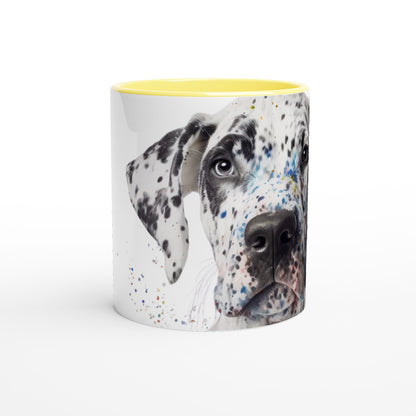 White Great Dane - 11oz Ceramic Mug with Color Inside